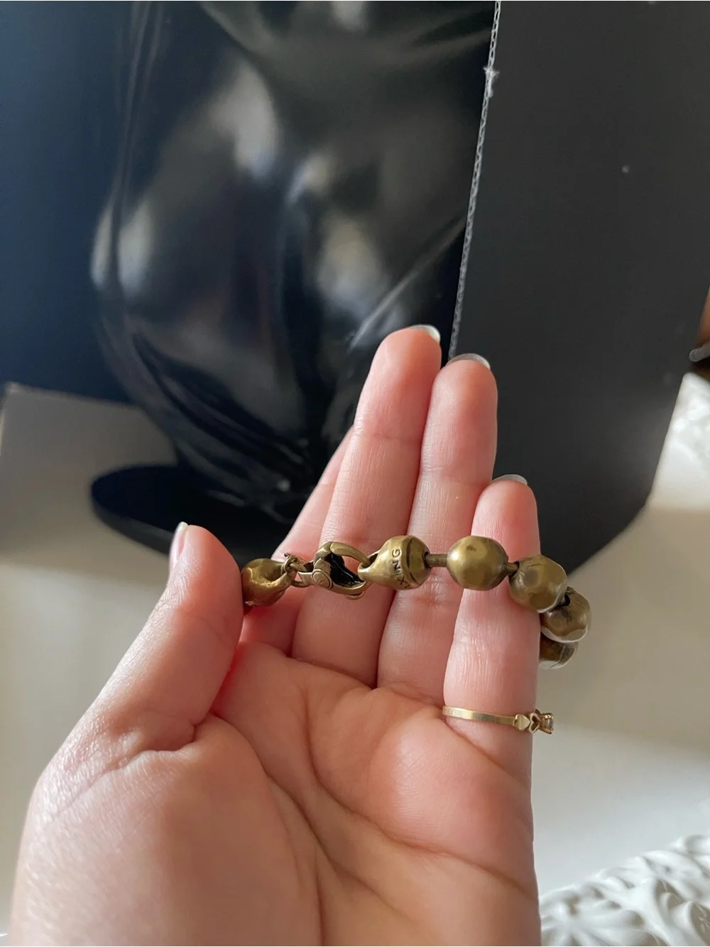 Vintage waxing poetic metal brass bracelet